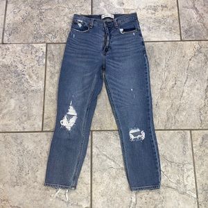 Abercrombie Cropped Distressed Mom Jeans